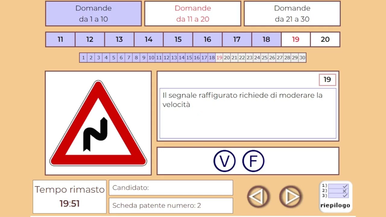 Quiz Patente AM Segnali di pericolo scheda 2