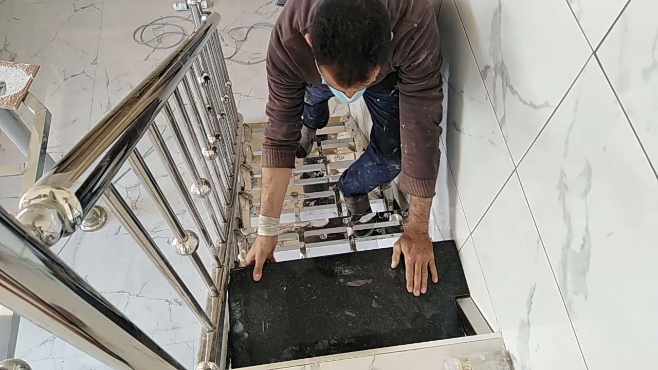 تركيب الرخام  الدرج على الانوكس