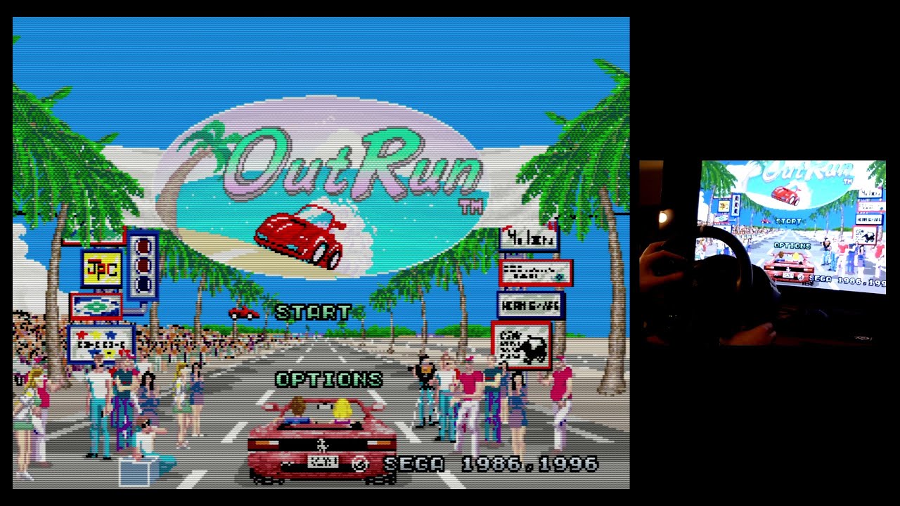 MiSTer FPGA  -  Out Run [Wheel & Pedals PB Routes A - C - E, Ex Music Hack] / Sega Saturn [BETA]