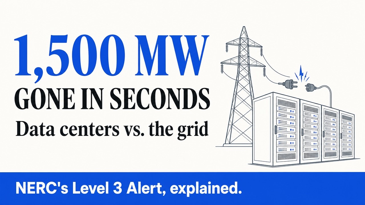NERC's Level 3 Alert Explained: 1,500 MW of Data Center Load Gone in Seconds (Large Loads, 2026)