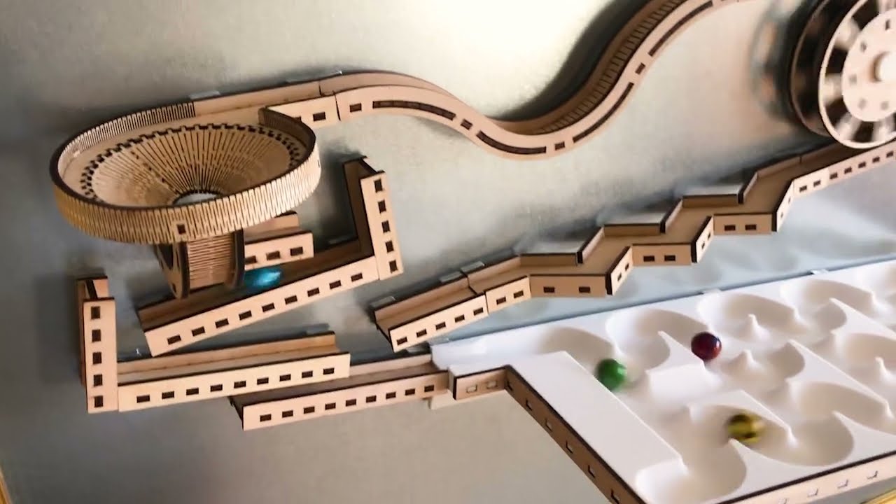 Wooden Marble Run in a Picture Frame