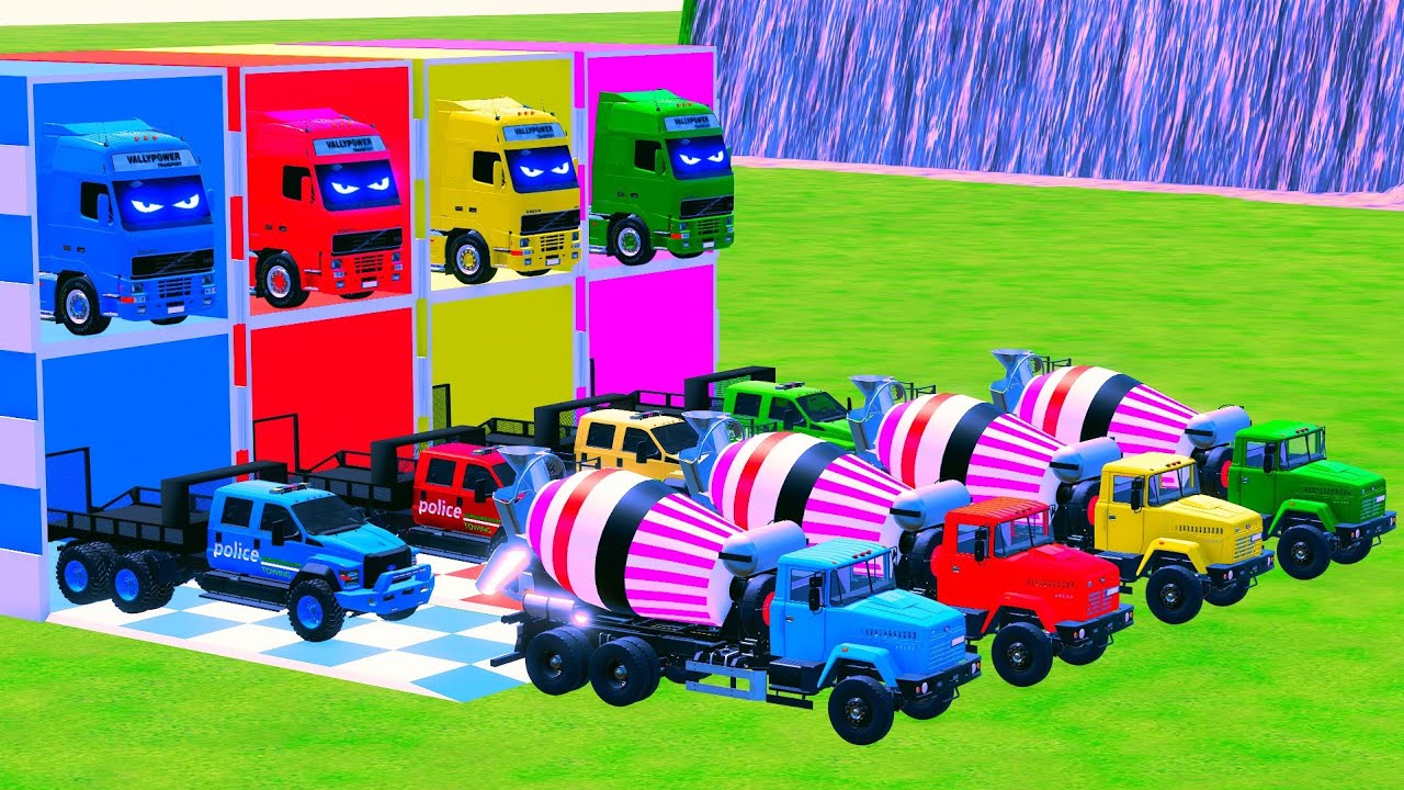 LONG FLATBED TRAILER - Transporting Kamaz Truck, All Colorful Mixer, Volvo, Man - FS 22 #2