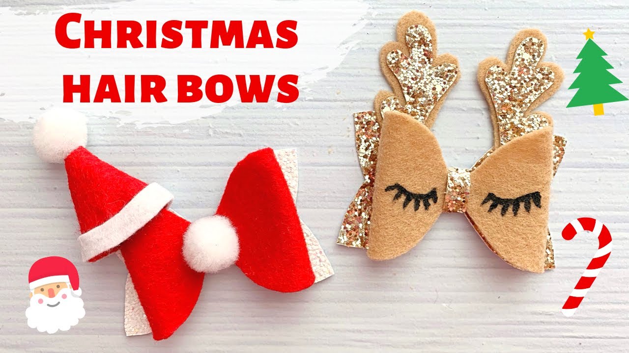 Christmas Hair Bows // Santa Hair Bow // Reindeer Hair Bow // Christmas Hair Clip / How To Make Bows