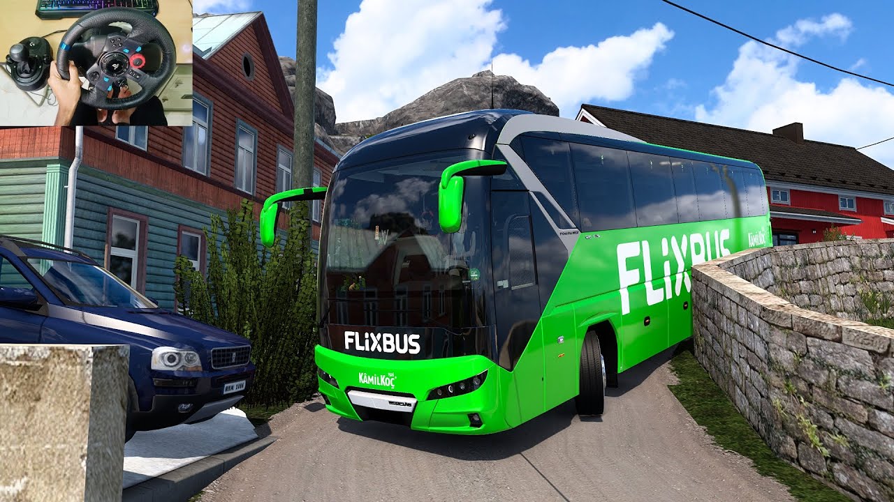 Smooth Bus Drive through Uphill Village in France | Euro Truck Simulator 2 | Logitech G29 Setup