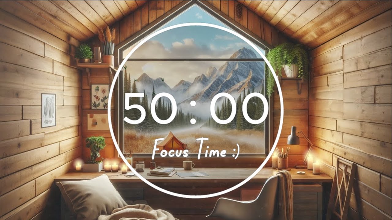 50/10 Pomodoro Timer Lofi | Cozy Cabin with Mountain Views 🎵✨ Deep Focus Lofi Beats
