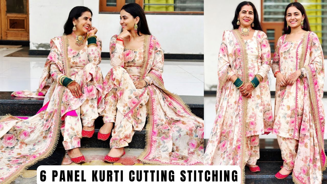 6 panel kurti cutting & stitching | Flared kurti