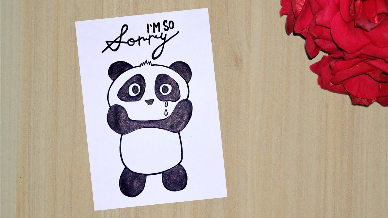 Sorry Greeting Card //How to Draw Cute Panda Sorry Card //Sorry Card Idea //Apologize Card