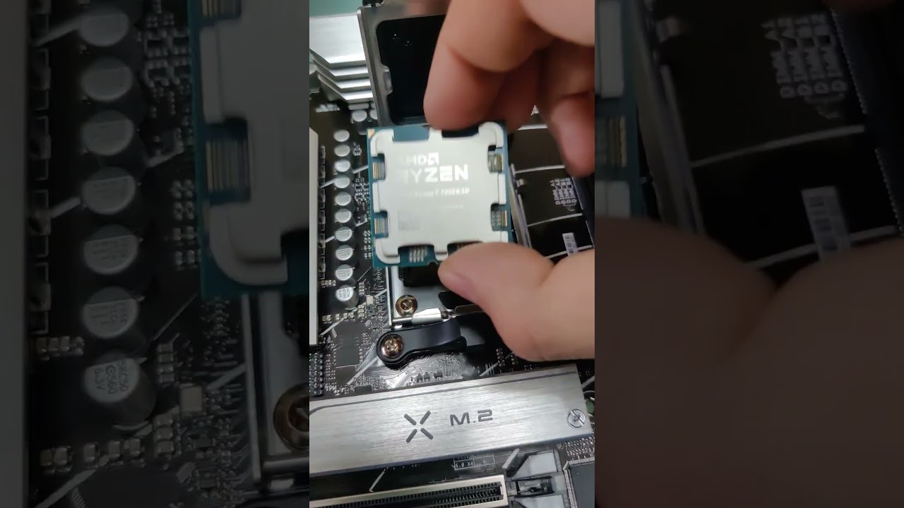 Installing an AMD Ryzen 7 7800X3d in AM5 socket motherboard #amd #pcmr #computer #asmr #tutorial
