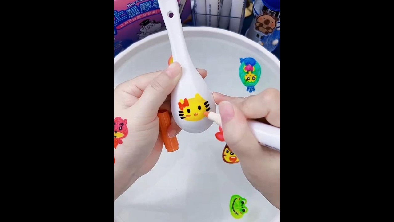 Paint Designs On A Spoon #diy #relaxing #toys #drawing