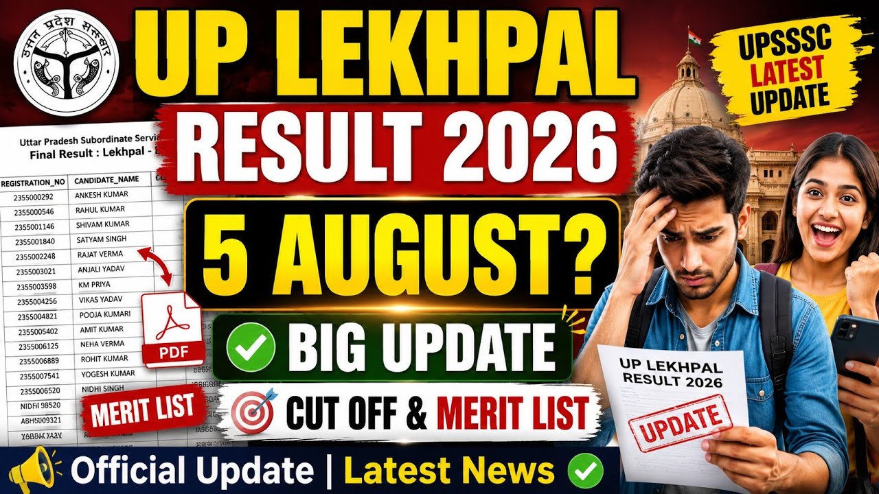 UP Lekhpal Result 2026 | 5 August Result Date? | Latest Update | Cut Off | Merit List | UPSSSC 