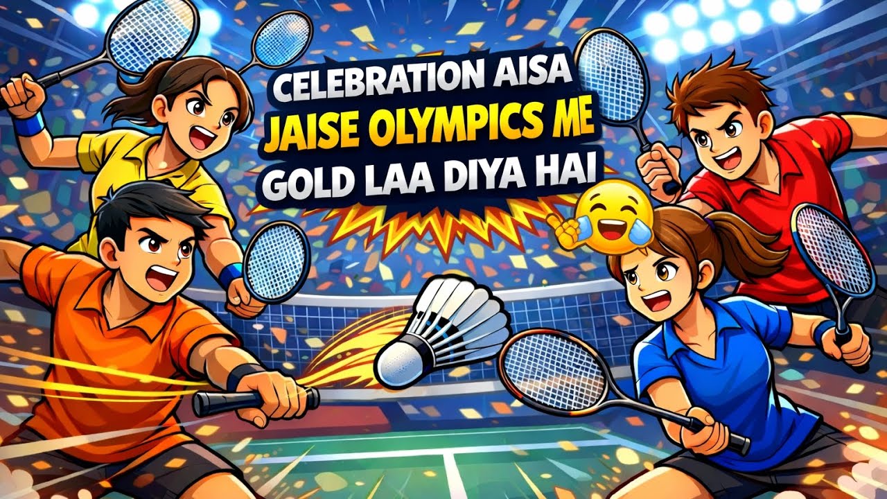 CELEBRATION AISA JAISE OLYMPICS ME GOLD LAA DIYA HAI 😂 #badminton #badmintonhighlights 