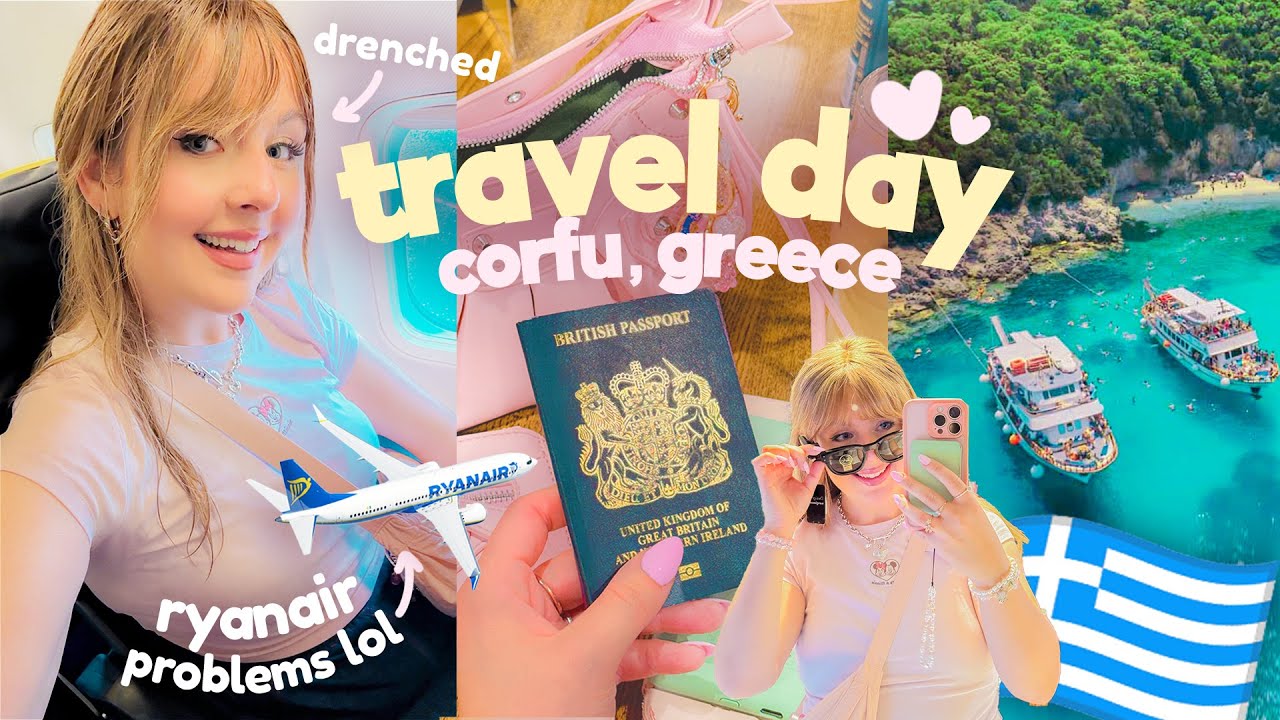 TRAVEL DAY TO CORFU, GREECE 🇬🇷 Ryanair PROBLEMS in a TINY airport 😆☔️ Airport Vlog! Summer Diaries