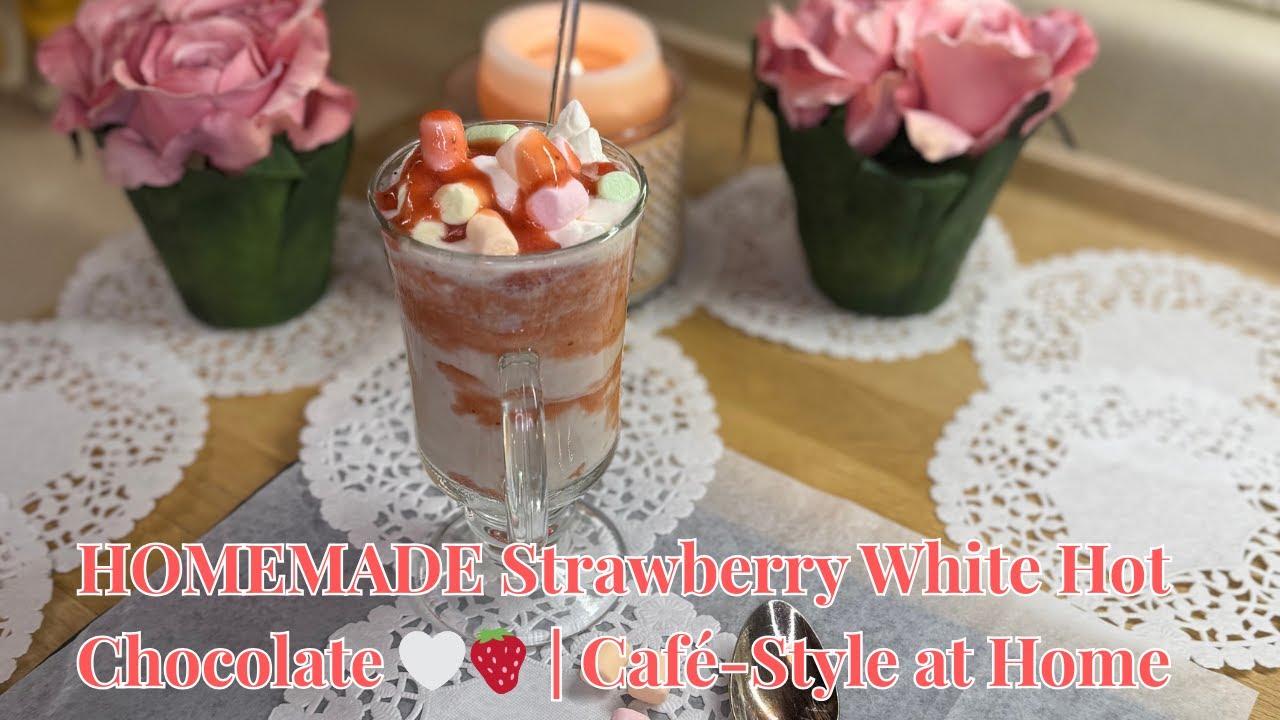 Домашний белый шоколад с клубникой 🤍🍓 | В стиле кафе дома