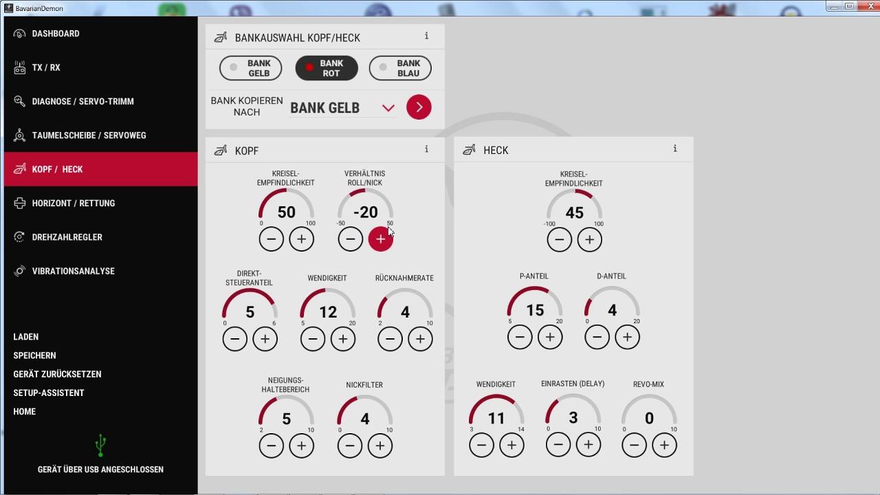 bavarianDEMON AXON Expert-Menü und Bankumschaltung