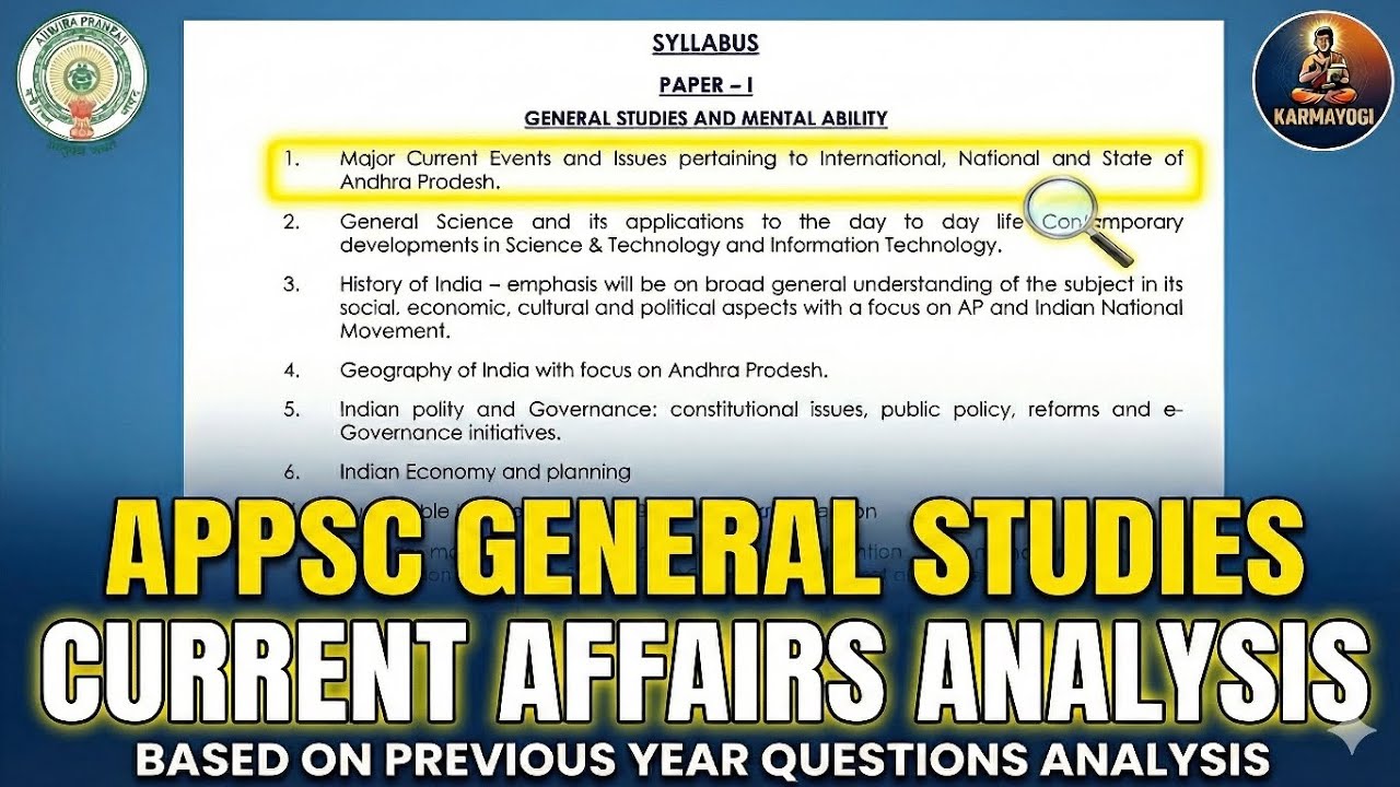 APPSC GENERAL STUDIES 2026 | CURRENT AFFAIRS ANALYSIS | BASED ON PREVIOUS YEAR QUESTION ANALYSIS |