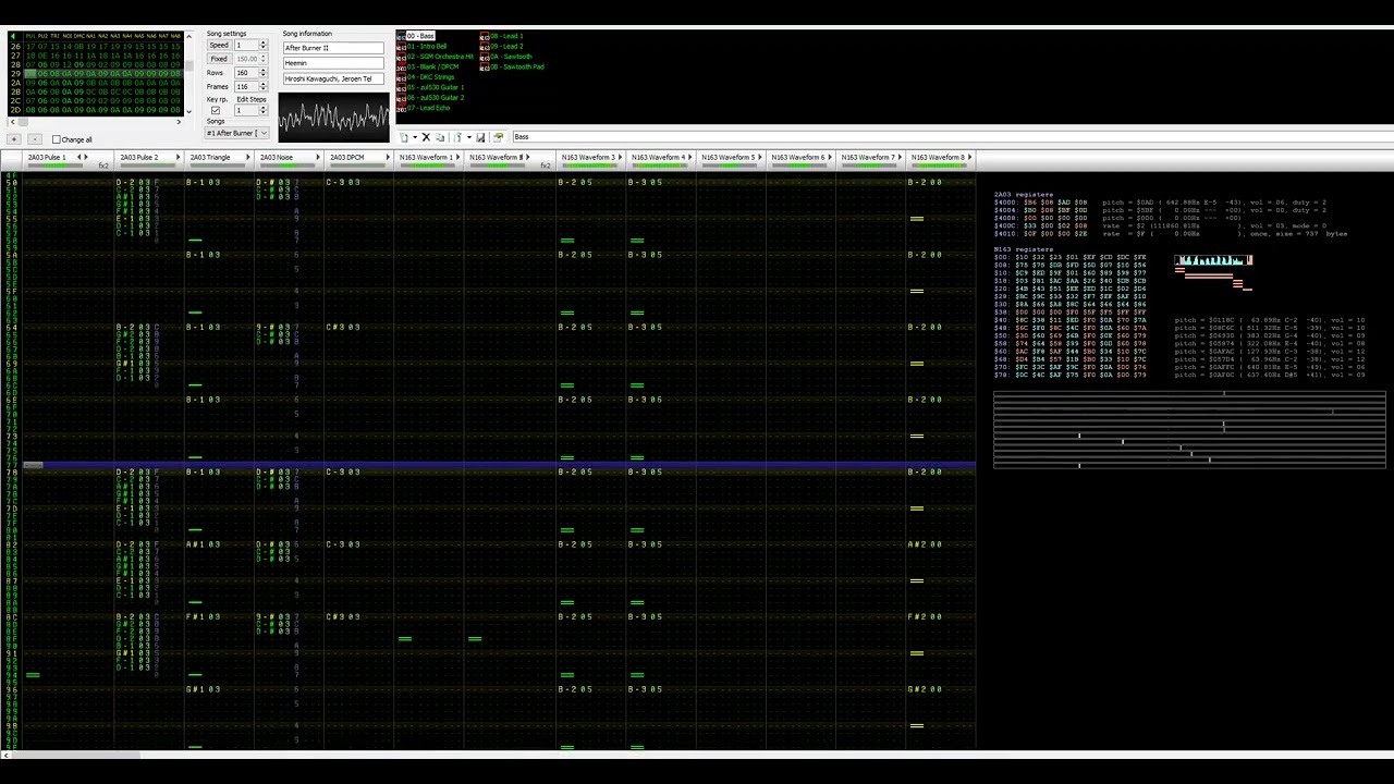 After Burner II [2A03 + 8-N163 Cover] [FamiTracker View]