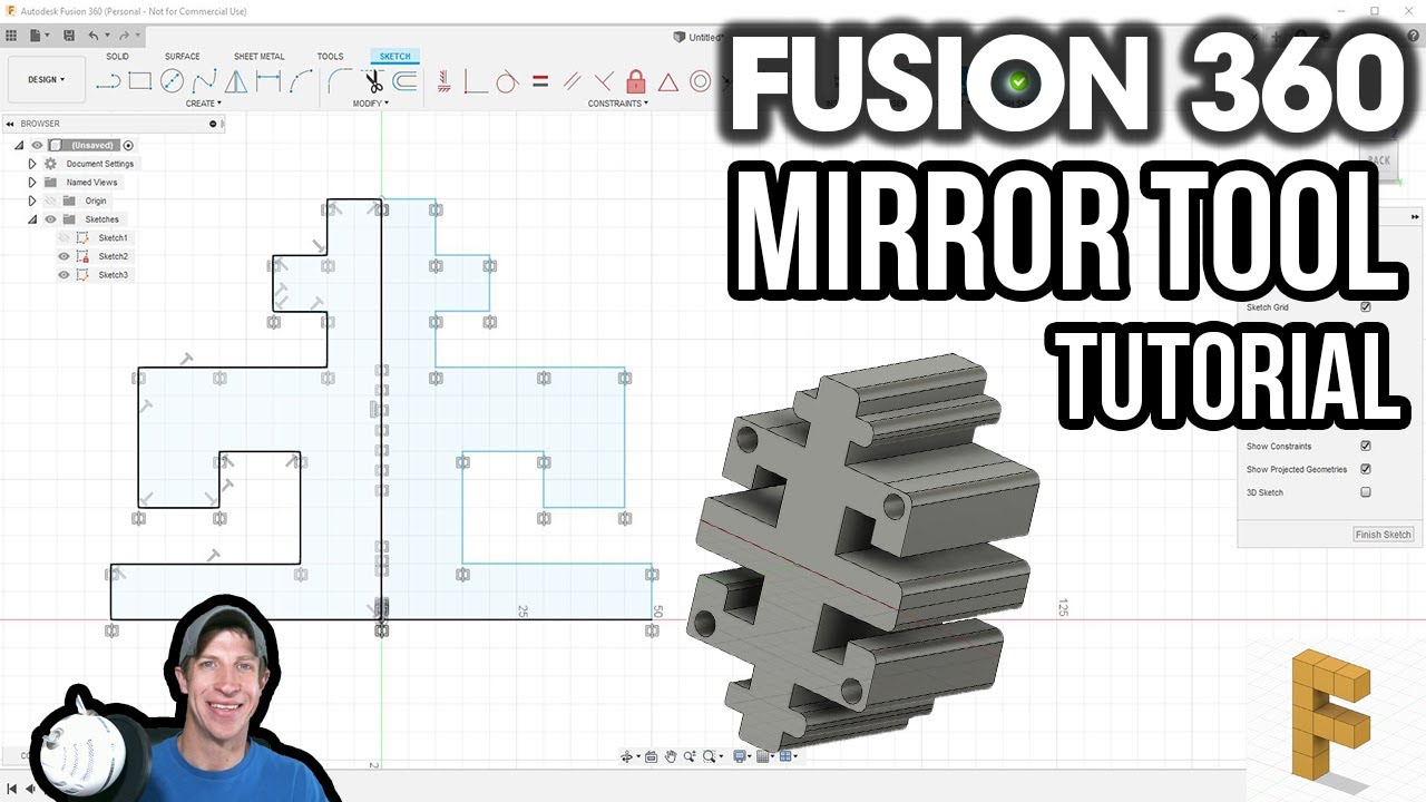 How to Use the Fusion 360 Mirror Tool to Mirror Sketches, Bodies, and Features!