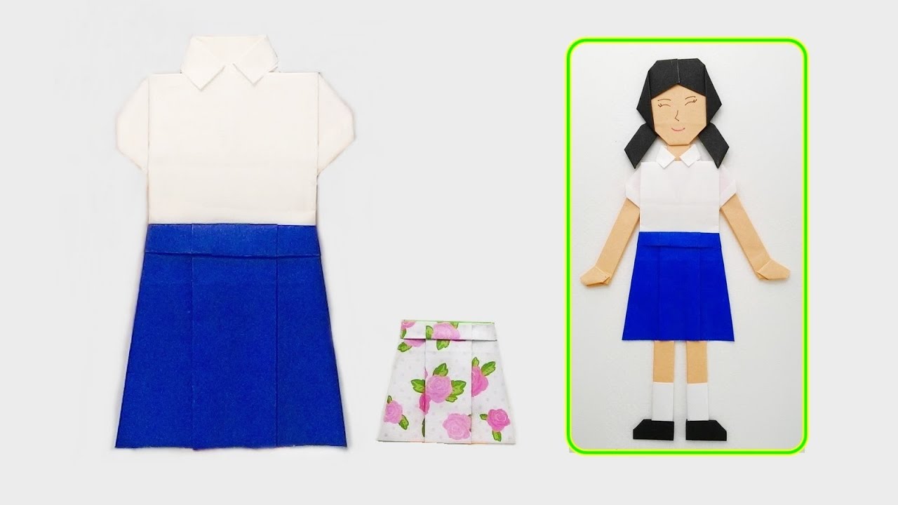 Origami Girl School uniform/ พับกระดาษ ชุดนักเรียนหญิง เสื้อ กระโปรง