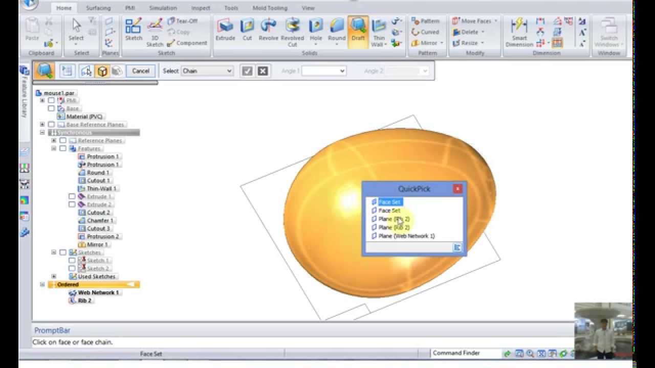 SolidEdge Tutorials 18 : Rib , Web Network,Draft ,Split,Lip,Multi-body Publish