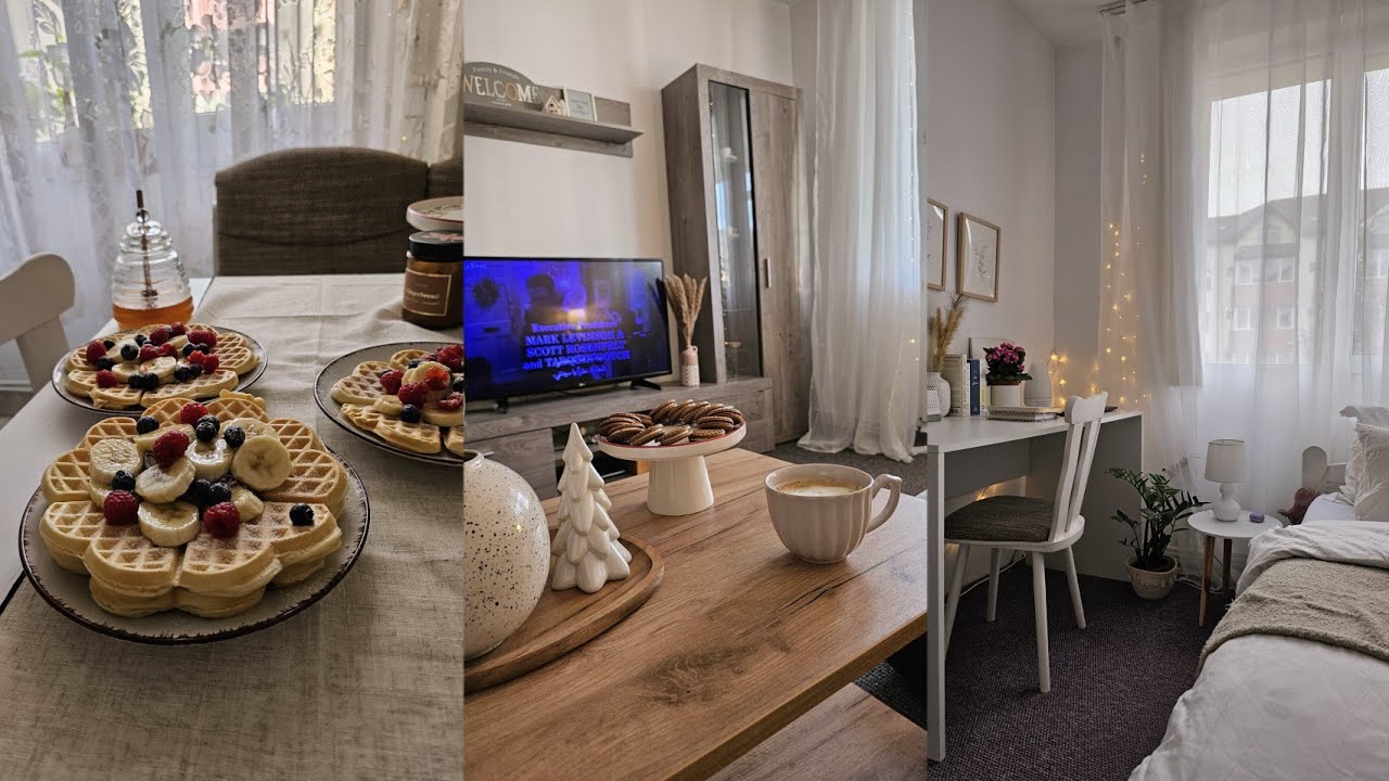 Проведите уютные выходные со мной 🏡| вафли на завтрак 🥞, курица с овощами, время отдыха