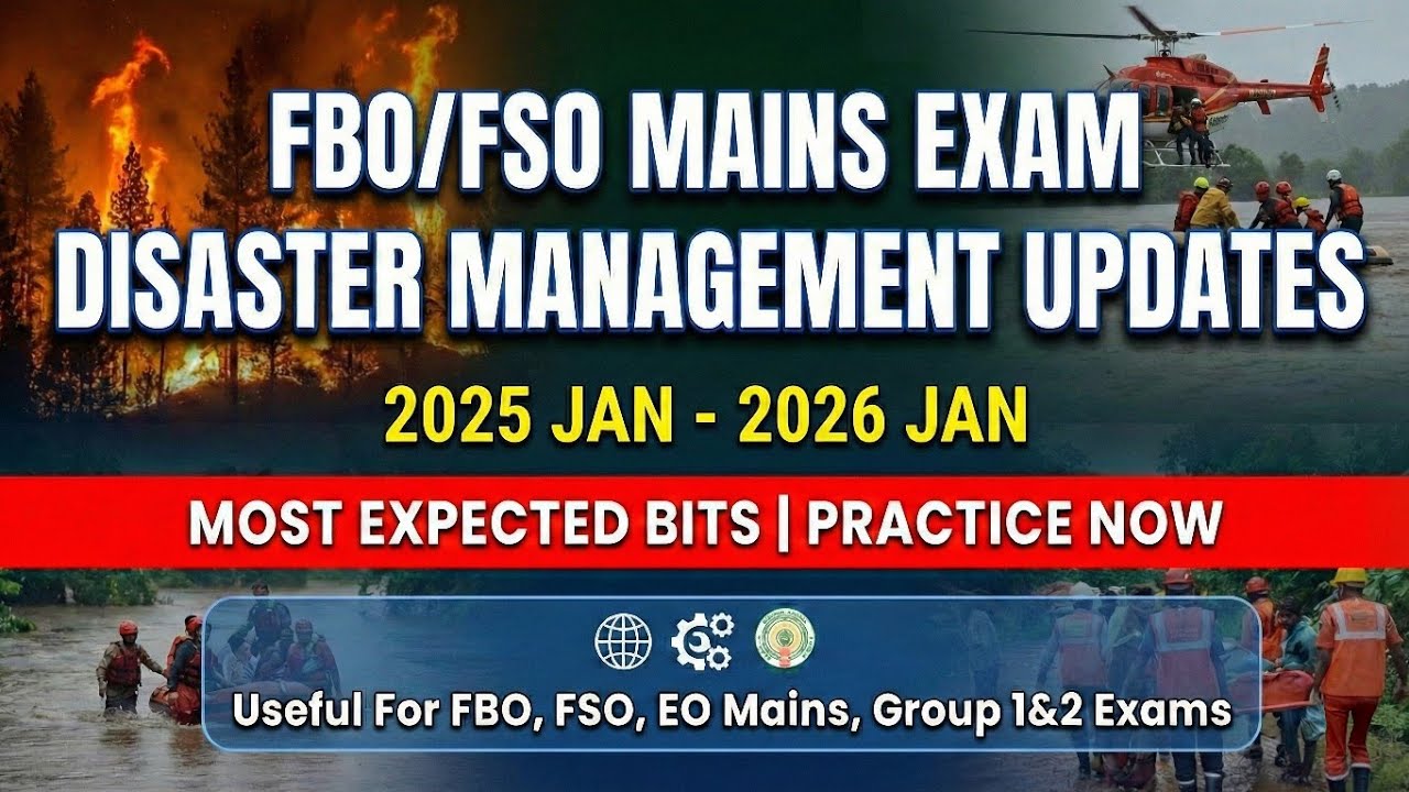 Disaster Management Updates 2026 JAN | FBO, FSO MAINS | APPSC GROUP-1&2 EXAMS