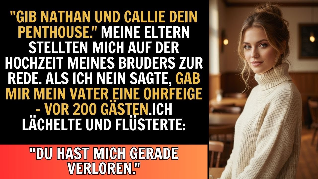 Auf der Hochzeit meines Bruders forderten meine Eltern mein Penthouse – aber als ich mich weigerte..