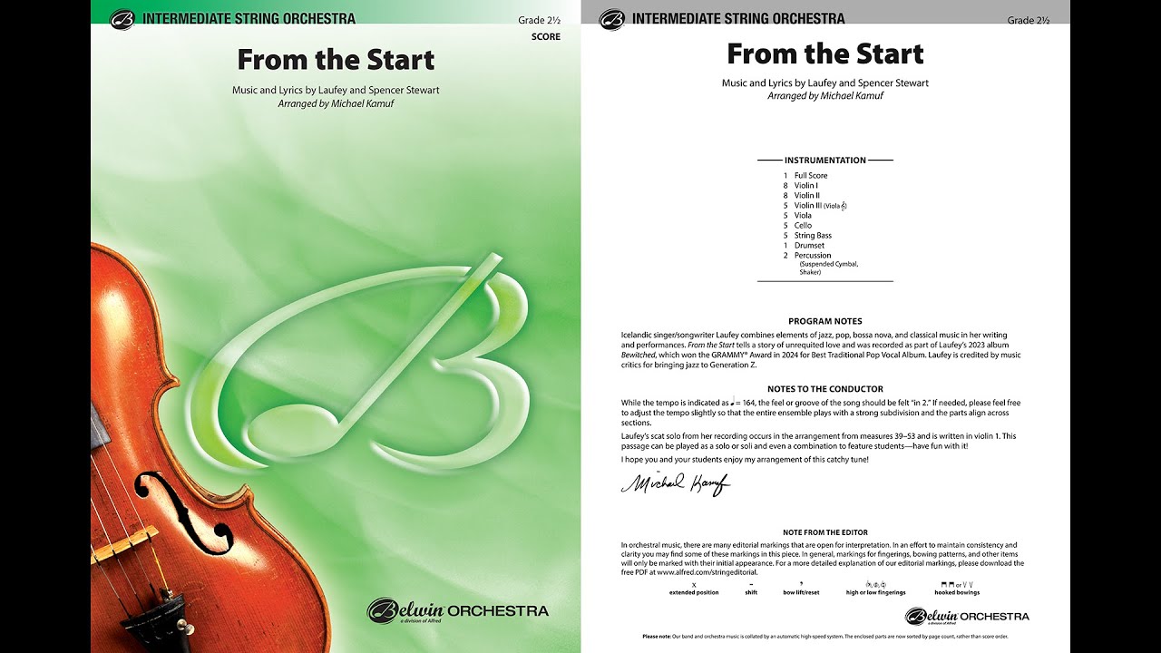 From the Start, arr. Michael Kamuf – Score & Sound