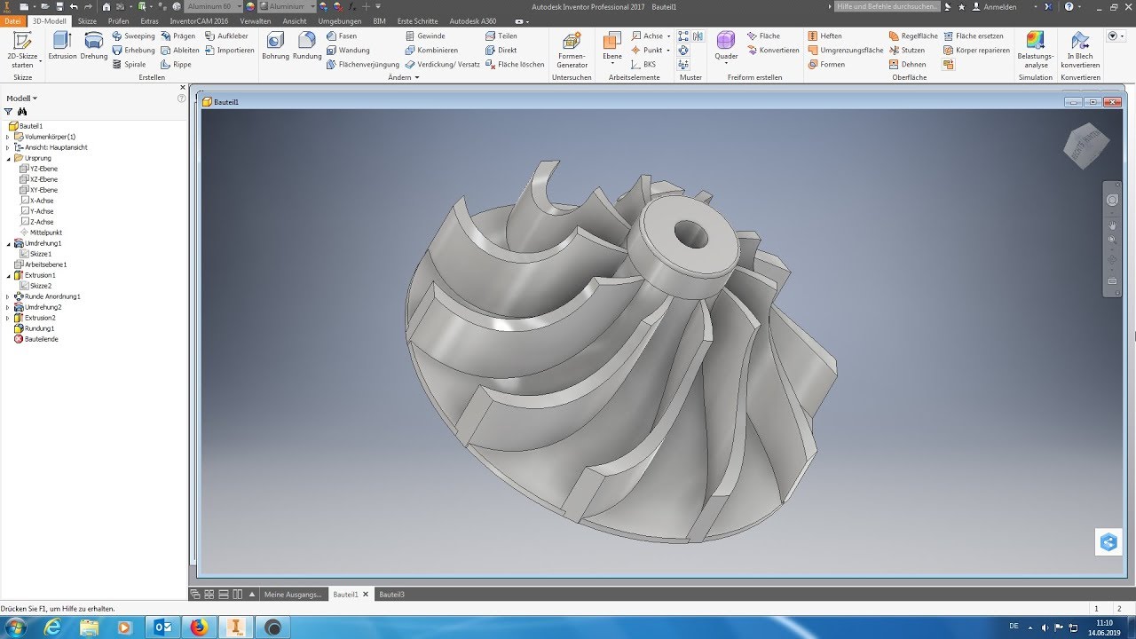 Autodesk Inventor Impeller Turbine Turbocharger Turbinenrad