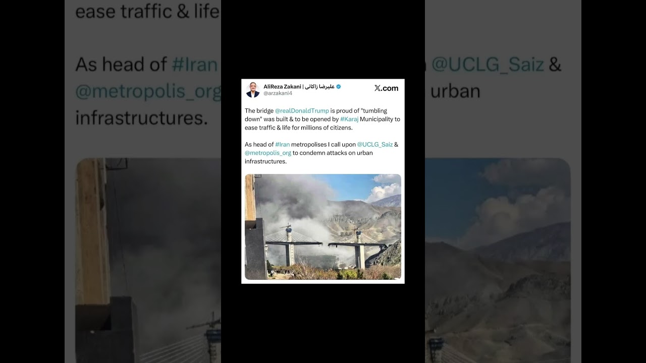 Tehran Mayor Urge Global Cities to Condemn Karaj Bridge Strike#iran #tehran #karaj #b1bridge #usiran