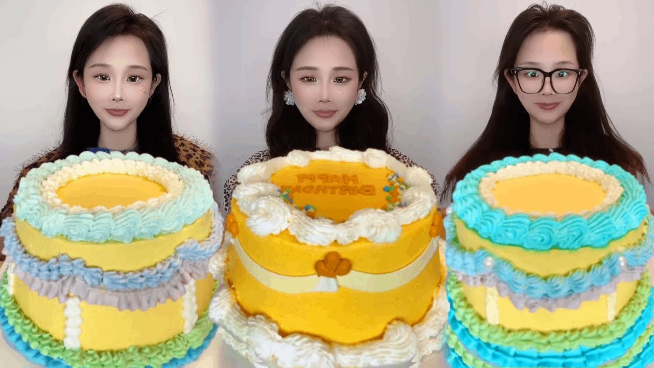 Asmr🍰Eating Retro Custard Cream Cake🍰 (Soft And Waxy Sound) 크림丨먹방丨Mukbang丨Satisfying丨Eatings