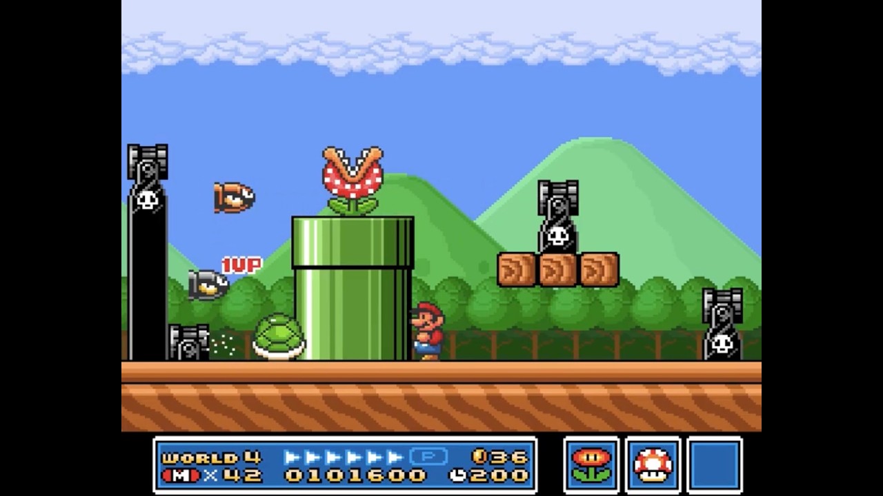 Super Mario Bros. 3 SNES All-Stars - 39 Extra Lives from Bullet Bill in World 4-5