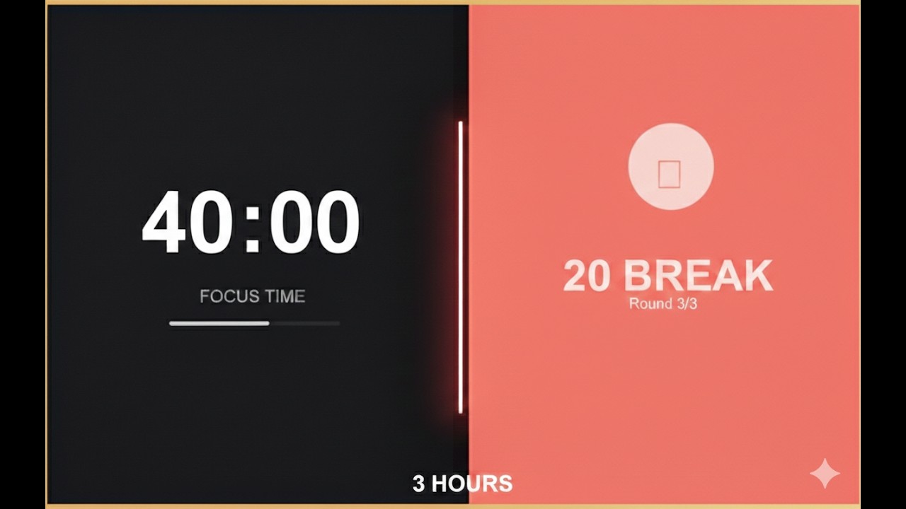 40/20 Pomodoro Timer ⏱️ 3 Hour Deep Focus | Extended Break Recovery | Study With Me