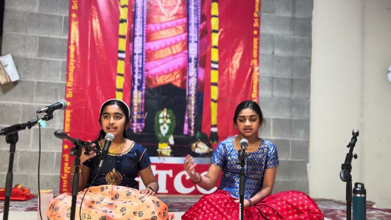 Aadhya and Akshara singing Nanadanandana in Ragam Nagaswarali