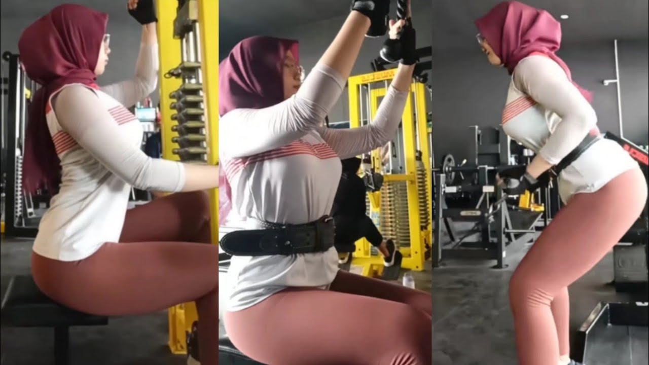 Hijab Style Try On Legging Olah Raga Set Atasan Kaos Lengan Panjang Gym Senam Zumba