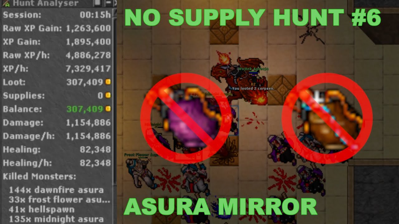 Tibia | Monk 488 | Asura Mirror | No Supplies Hunt #6