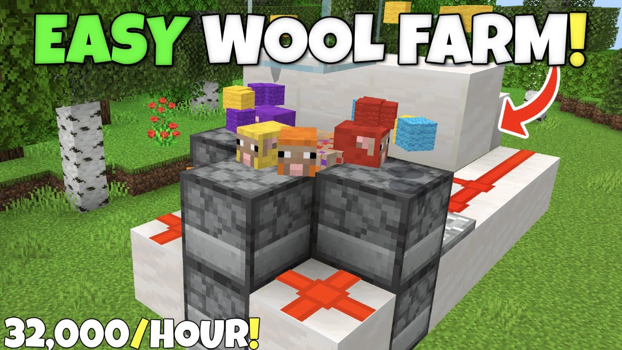 Minecraft Bedrock: FAST WOOL FARM Tutorial! 32,000+ / Hour! MCPE Xbox PC PS5 Switch