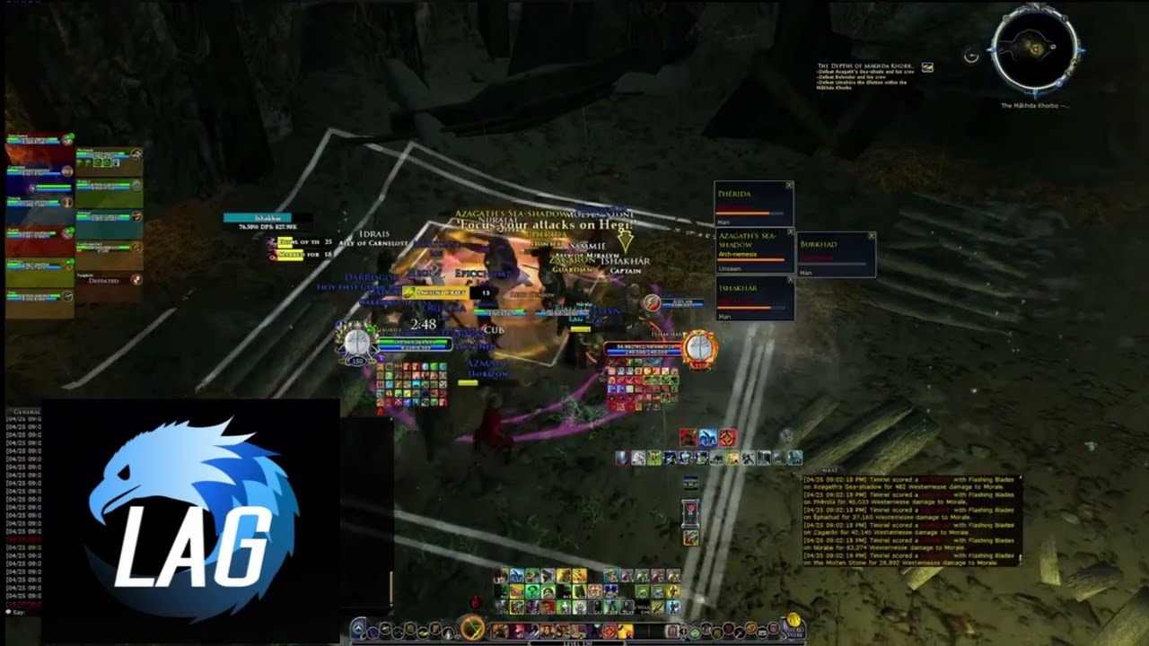 LOTRO - Depths of Makhda Khorbo T5 Boss 1 (Azagath's Sea Shadow) - Multiple PoVs - Lag / Landroval