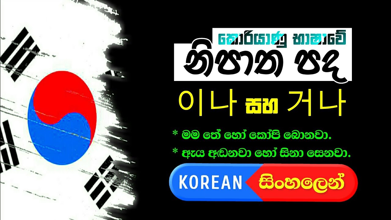 Learn Korean Particles 이나 / 거나 in Sinhala for Eps Topik Exam Beginners කොරියන් වියාකරණ මුල සිට