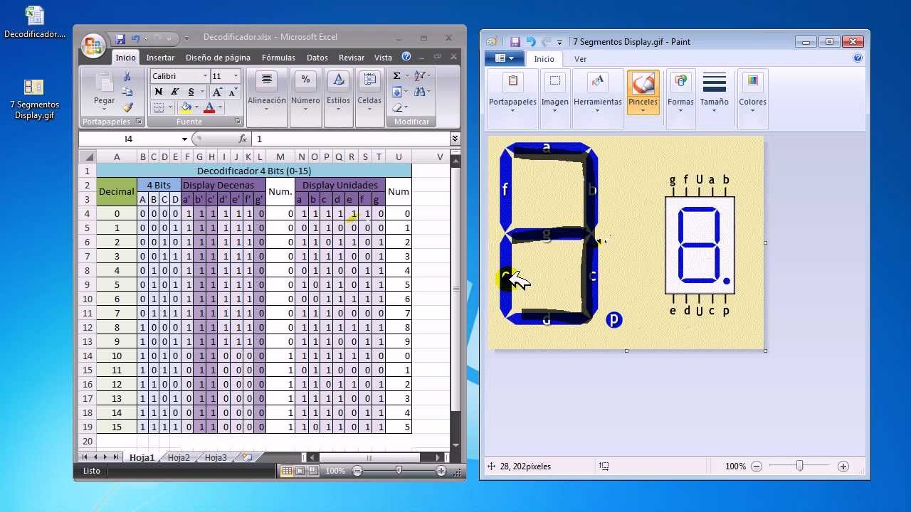 Decodificador 4 bits Compuertas Logicas (1/2)