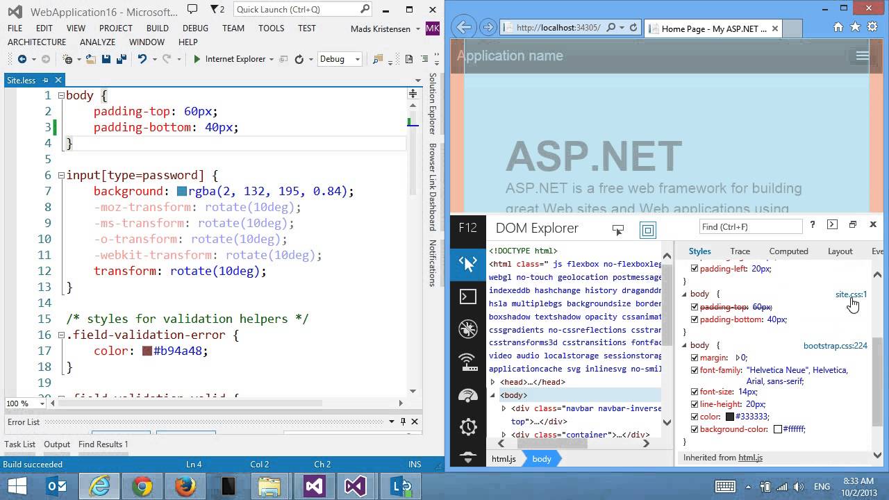 Web Essentials: Browser tools integration