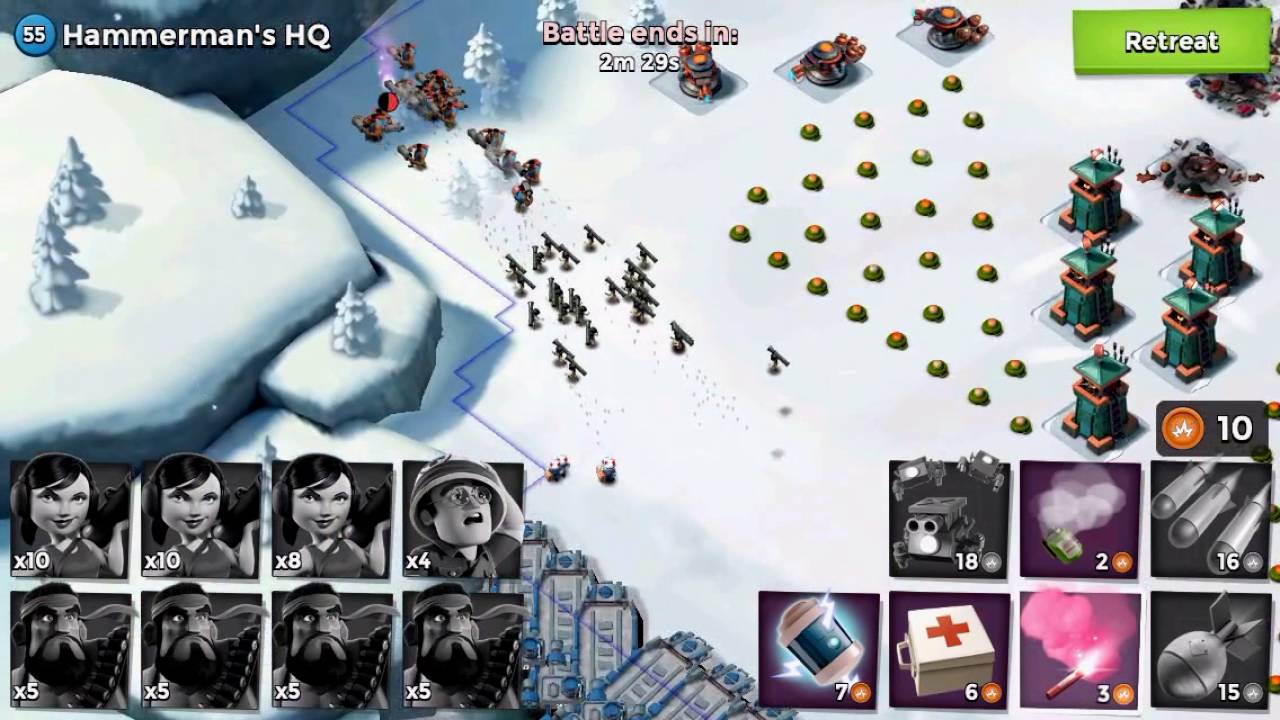 How to beat Hammerman's hq 55 - hq level 55 - Boom Beach