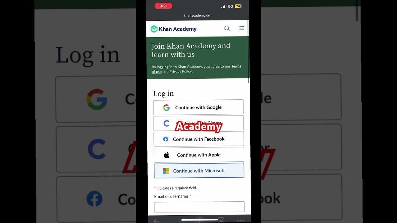 How to Login Khan Academy by a student ?