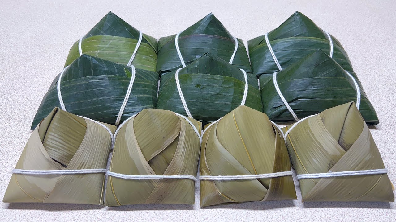 Gói Bánh Ú Bá Trạng Với Khuôn Tự Chế Và Cách Cột Dây - Pyramid Sticky Rice Cakes