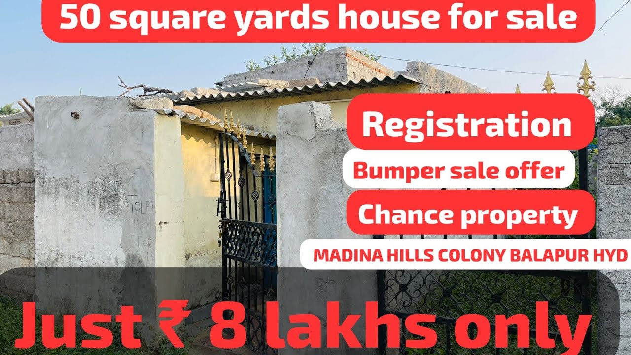 📲(9966701001) 50 SQUARE YARDS HOUSE FOR SALE REGISTRATION ₹ 8 LAKHS MADINA HILLS COLONY BALAPUR HYD