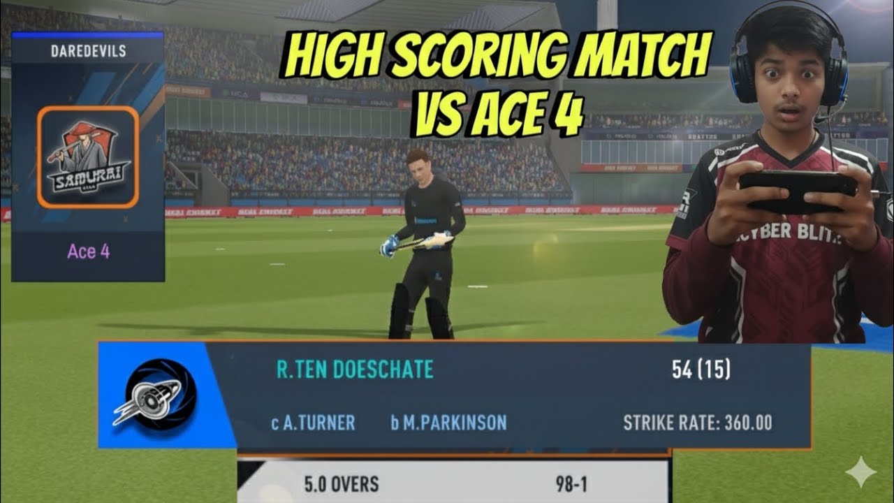 DANGER DOMINATION MATCH VS ACE 4 RANK OPPONENT | HIGH SCORING MATCH | 98 RUNS TARGET #realcricket 