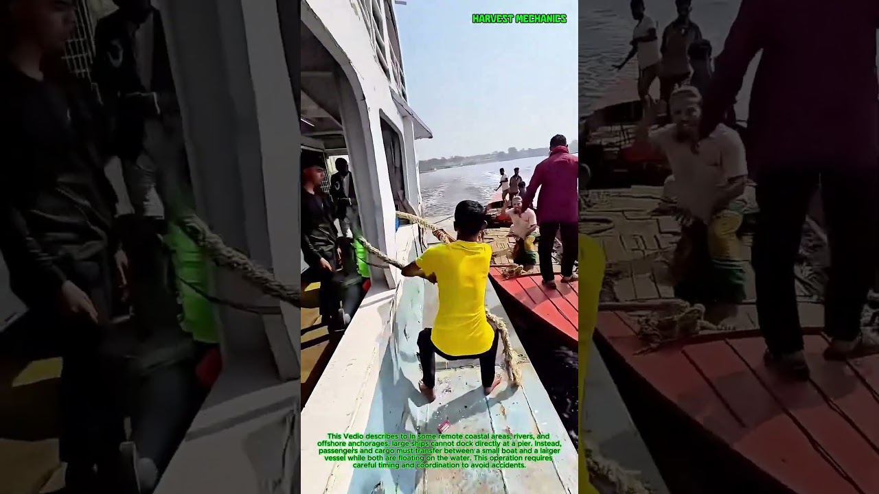 One Wrong Step Means Falling In! Risky Mid-Water Boat : The Dangerous Way Passengers Board This Ship