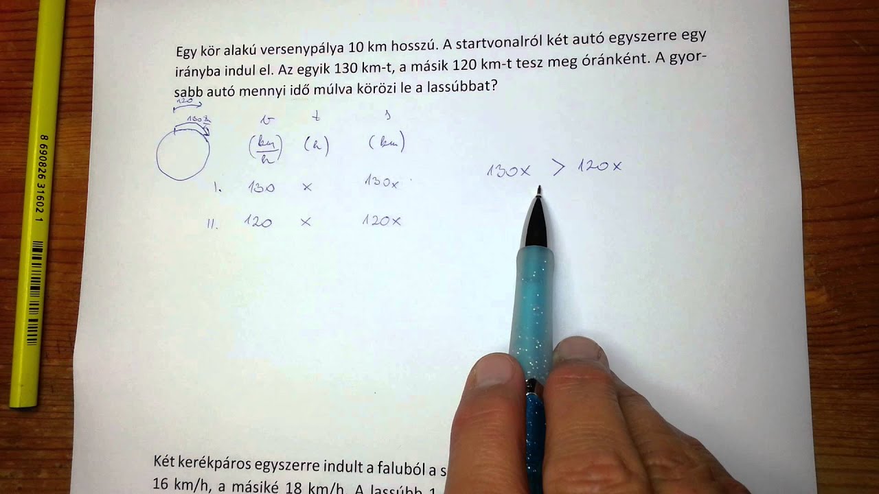 Mozgásos feladatok megoldása egyenlettel