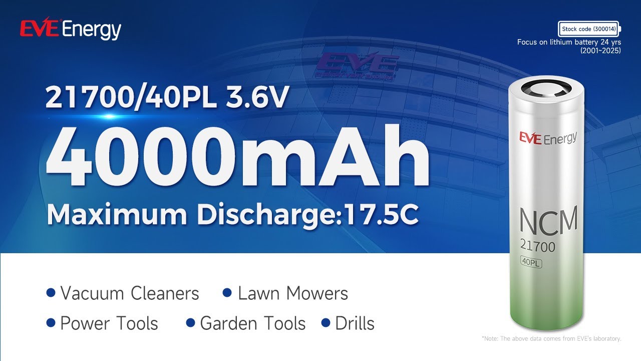 EVE 21700 40PL cylindrical NCM cell 3.6V 4000mAh full-rate battery power tools/gardening tools