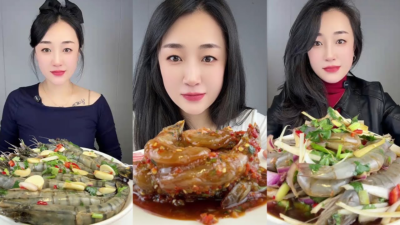 【Yummy】Black tiger shrimp + shrimp with double pepper sauce + stir-fried shrimp🦐🍋🧄🌶#mukbang#Seafood
