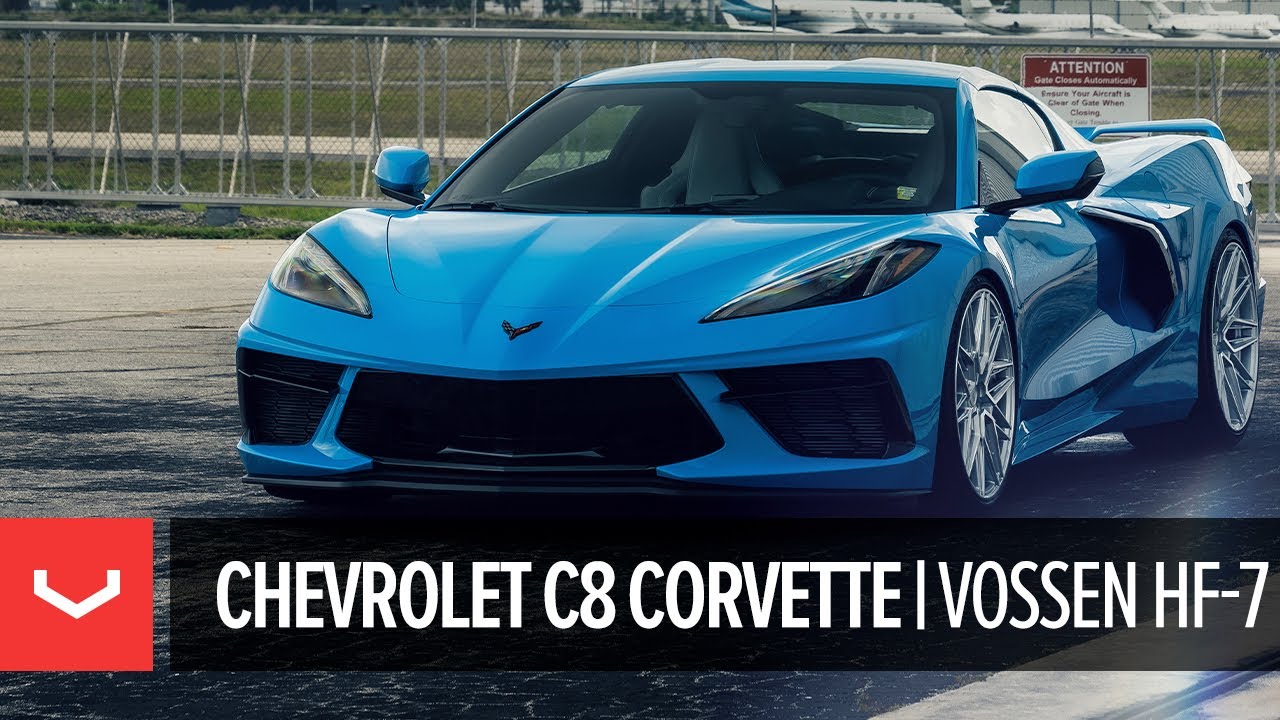 Rapid Blue Corvette C8 (Lowered) | Staggered Vossen HF-7 Wheels